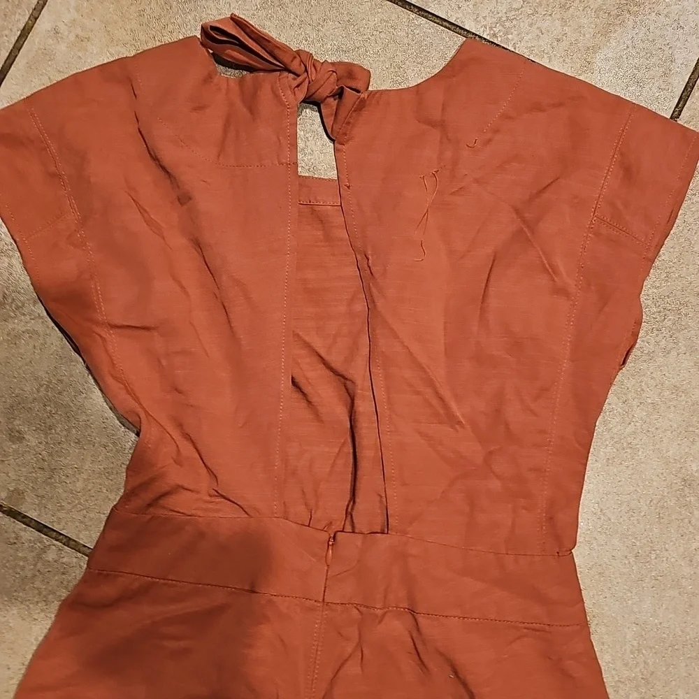 NWT Mo:Vint New York open back wide leg jumpsuit jumper mauve coveralls sz S - Picture 5 of 6